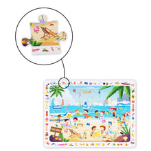 Load image into Gallery viewer, Jigsaw Hunt – A Day at the Beach | Make and Find 15-Piece Floor Puzzle for Kids Ages 3+ | Fun & Educational Scavenger Hunt Game | Develops Observation & Problem-Solving Skills