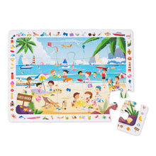 Load image into Gallery viewer, Jigsaw Hunt – A Day at the Beach | Make and Find 15-Piece Floor Puzzle for Kids Ages 3+ | Fun & Educational Scavenger Hunt Game | Develops Observation & Problem-Solving Skills