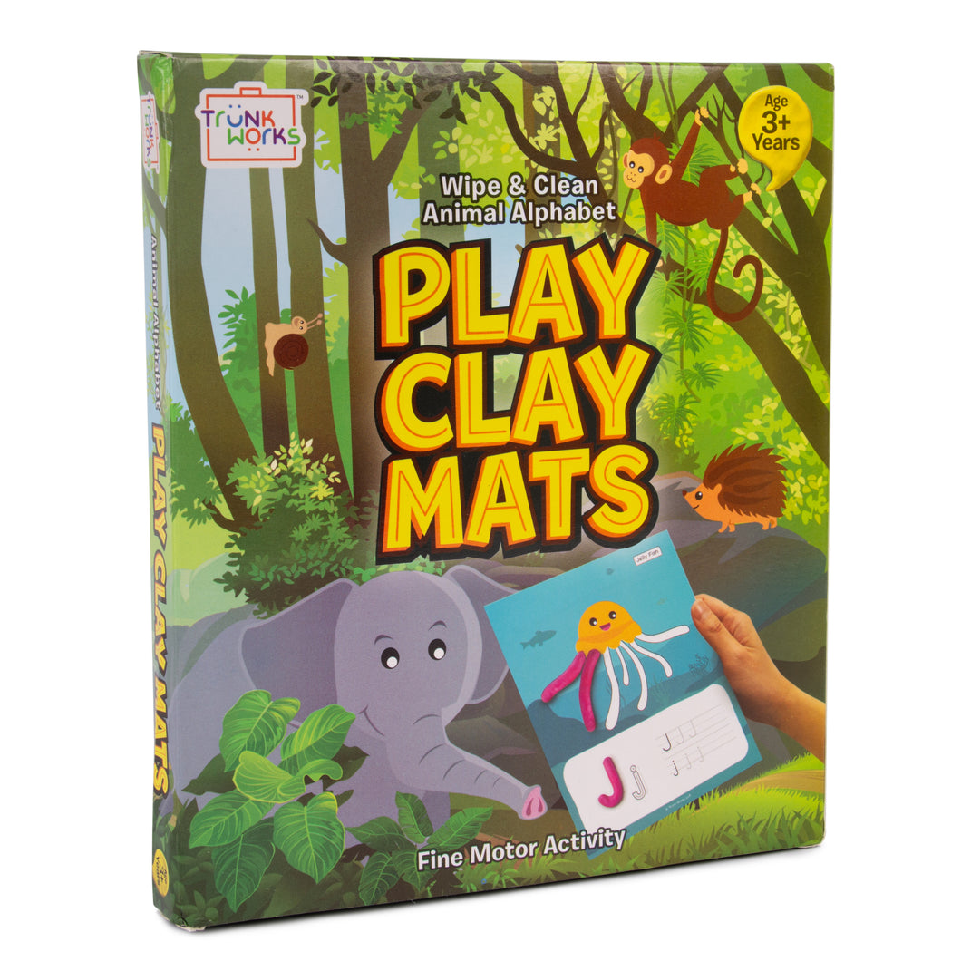 Animal Alphabet PlayClay Mats | Develops Motor Skills, Lettering Practice | Wipe & Clean | Age 3+ years